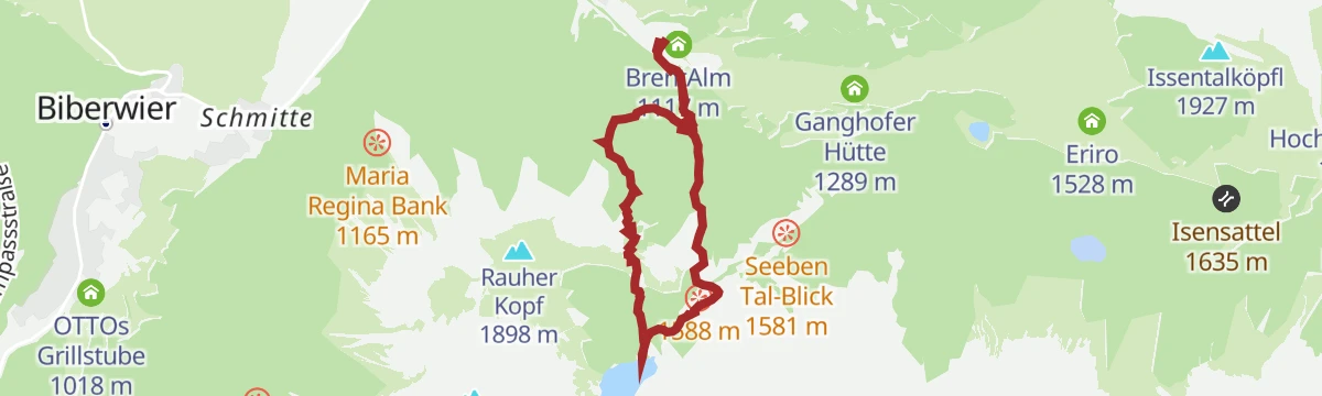 Route map: Seeben Klettersteig